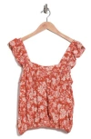 Melrose And Market Floral Ruffle Strap Tank In Orange