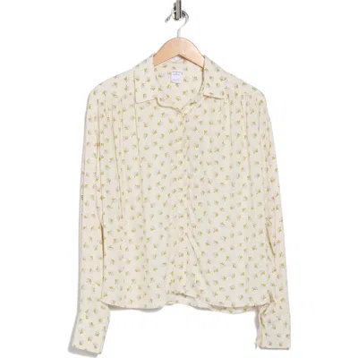 Melrose And Market Flowy Long Sleeve Button-up Shirt In White