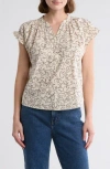 Melrose And Market Flutter Sleeve Cotton Top In Nude