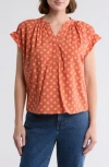Melrose And Market Flutter Sleeve Cotton Top In Orange