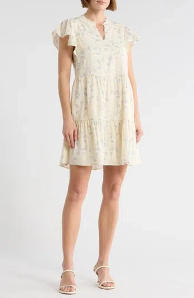 Melrose And Market Flutter Sleeve Tiered Minidress In White