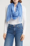 Melrose And Market Frayed Trim Scarf In Blue Provence