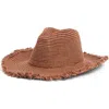 Melrose And Market Fringe Woven Cowboy Hat In Brown