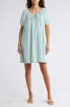 Melrose And Market Gauze Babydoll Minidress In Teal Tide