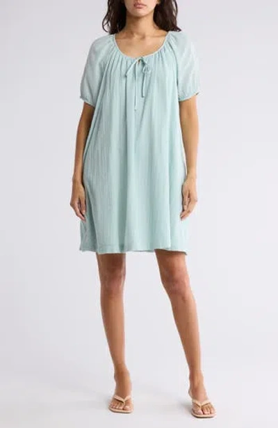 Melrose And Market Gauze Babydoll Minidress In Teal Tide