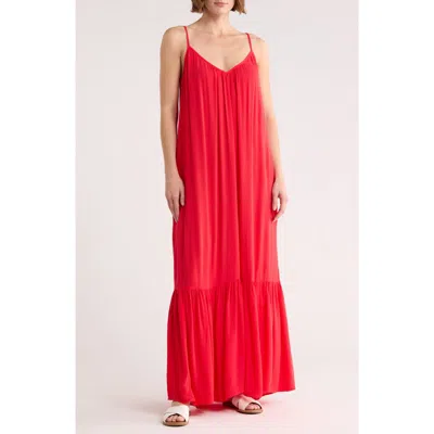 Melrose And Market Gauze Tiered Maxi Dress In Red