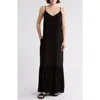 Melrose And Market Gauze Tiered Maxi Dress In Black