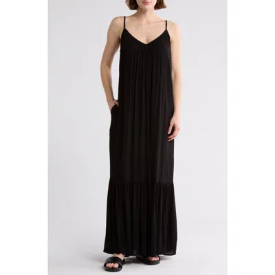 Melrose And Market Gauze Tiered Maxi Dress In Black