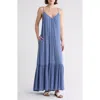 Melrose And Market Gauze Tiered Maxi Dress In Blue Beyond