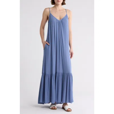 Melrose And Market Gauze Tiered Maxi Dress In Blue Beyond