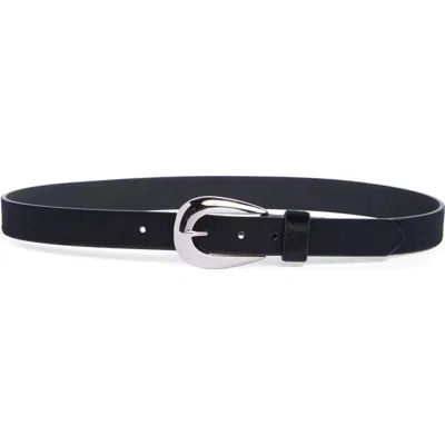 Melrose And Market Genuine Calf Hair Western Tipped Belt In Black- Silver
