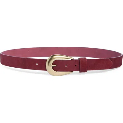 Melrose And Market Genuine Calf Hair Western Tipped Belt In Burgundy- Gold