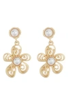 Melrose And Market Imitation Pearl Flower Drop Earrings In Gold/imitation Pearl
