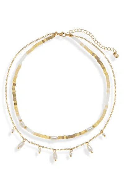Melrose And Market Imitation Pearl Layered Necklace In Gold
