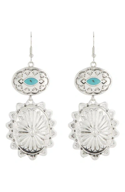Melrose And Market Imitation Turquoise Double Drop Earrings In White