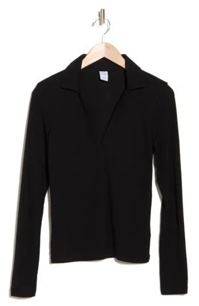 Melrose And Market Knit Polo Top In Black