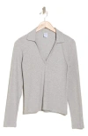 Melrose And Market Knit Polo Top In Grey Heather