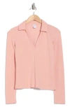 Melrose And Market Knit Polo Top In Pink Tan