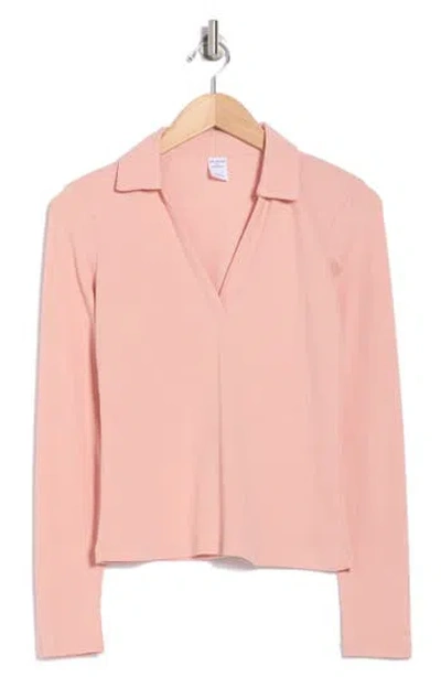 Melrose And Market Knit Polo Top In Pink Tan
