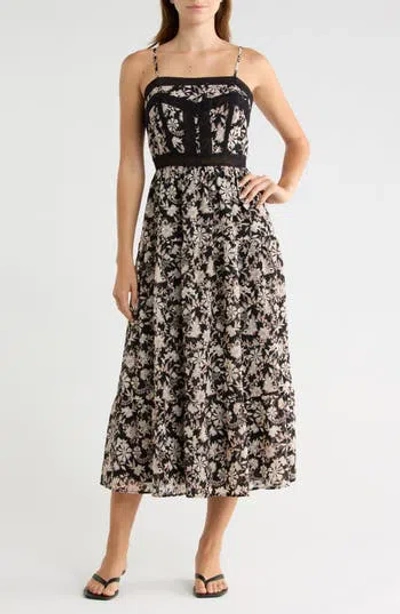Melrose And Market Lace Bodice Tiered Dress In Black