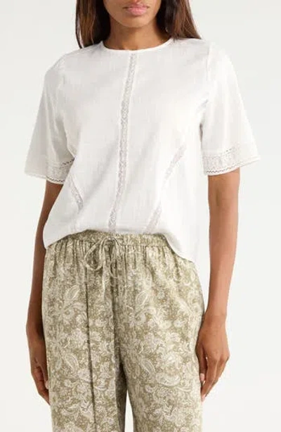 Melrose And Market Lace Detail Short Sleeve Top In White