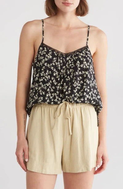Melrose And Market Lace Trim Camisole In Black Carolyn Floral