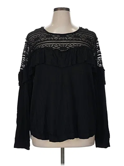 Pre-owned Melrose And Market Long Sleeve Blouse In Black