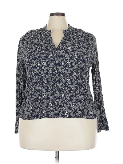 Pre-owned Melrose And Market Long Sleeve Blouse In Blue