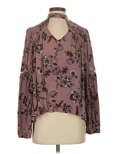 Pre-owned Melrose And Market Long Sleeve Blouse In Brown