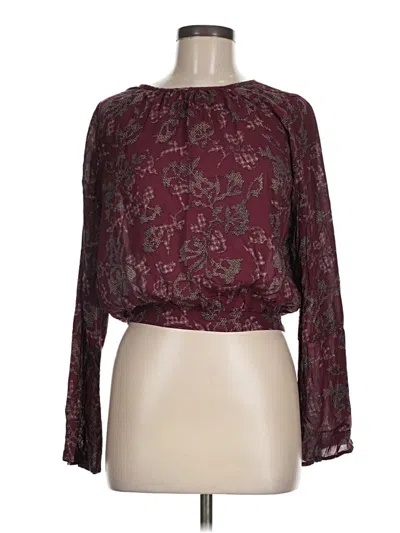 Pre-owned Melrose And Market Long Sleeve Blouse In Burgundy