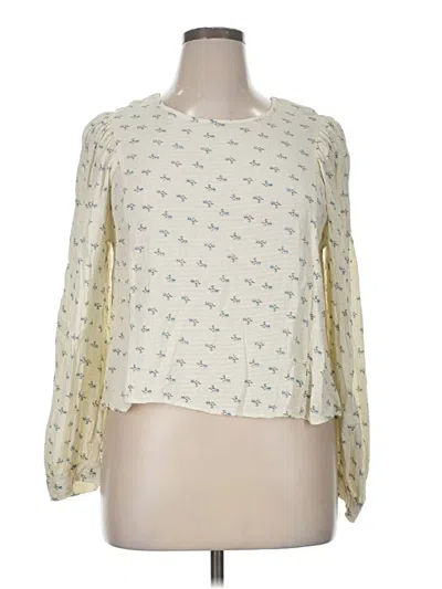 Pre-owned Melrose And Market Long Sleeve Blouse In White