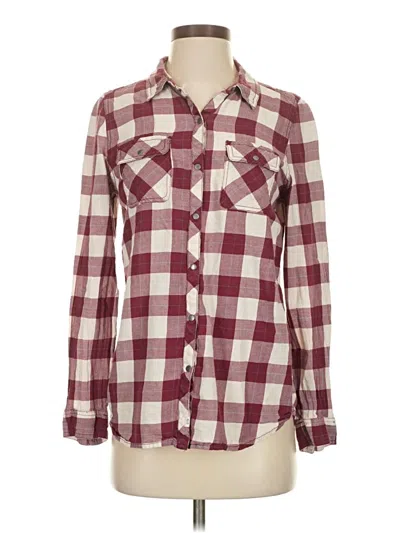 Pre-owned Melrose And Market Long Sleeve Button Down Shirt In Burgundy