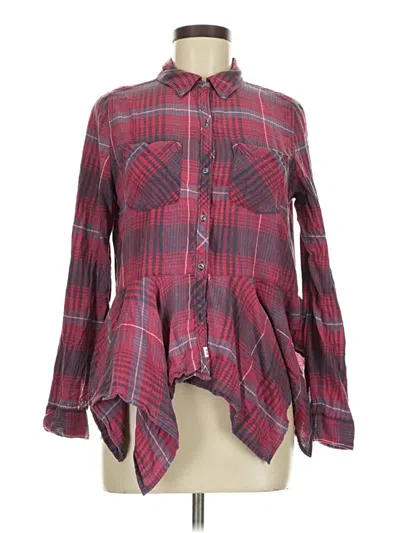 Pre-owned Melrose And Market Long Sleeve Button Down Shirt In Burgundy