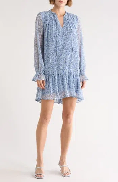 Melrose And Market Long Sleeve Chiffon Minidress In Blue
