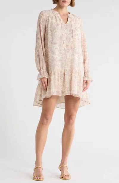 Melrose And Market Long Sleeve Chiffon Minidress In Pink