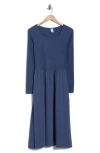 Melrose And Market Long Sleeve Fit & Flare Midi Dress In Blue