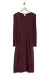 Melrose And Market Long Sleeve Fit & Flare Midi Dress In Burgundy