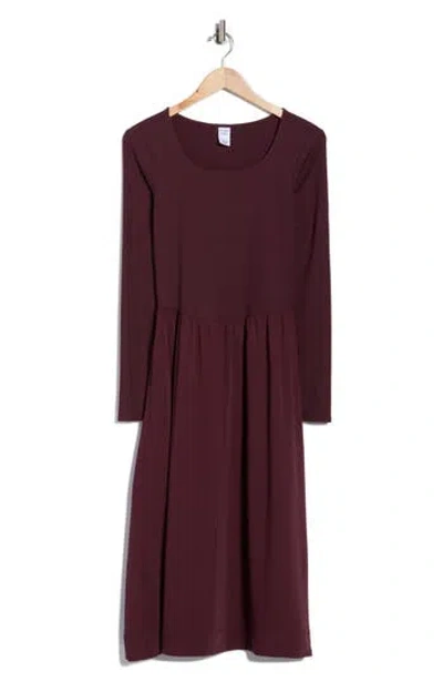 Melrose And Market Long Sleeve Fit & Flare Midi Dress In Burgundy