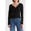 Melrose And Market Long Sleeve Henley In Black