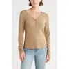 Melrose And Market Long Sleeve Henley In Brown