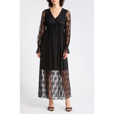 Melrose And Market Long Sleeve Lace Maxi Dress In Black