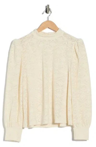 Melrose And Market Long Sleeve Lace Top In White