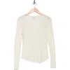 Melrose And Market Long Sleeve Pointelle Cotton Blend Top In Ivory Egret