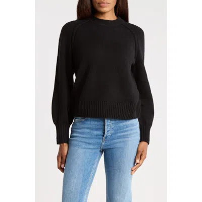 Melrose And Market Long Sleeve Raglan Crew Sweater In Black