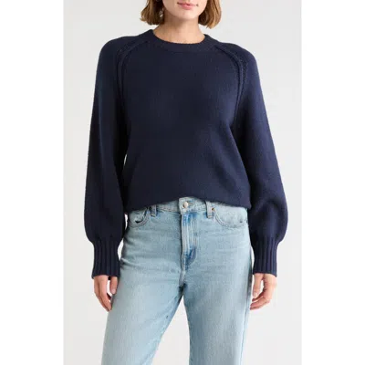 Melrose And Market Long Sleeve Raglan Crew Sweater In Blue