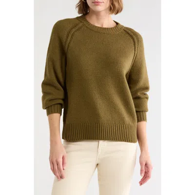 Melrose And Market Long Sleeve Raglan Crew Sweater In Green