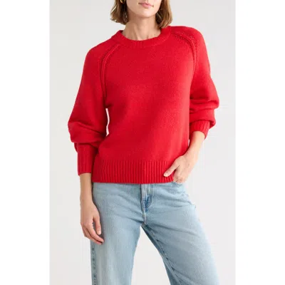 Melrose And Market Long Sleeve Raglan Crew Sweater In Red