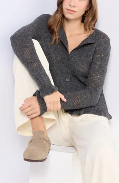 Melrose And Market Long Sleeve Ruffle Cardigan In Gray