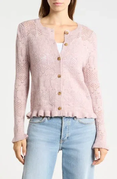 Melrose And Market Long Sleeve Ruffle Cardigan In Neutral