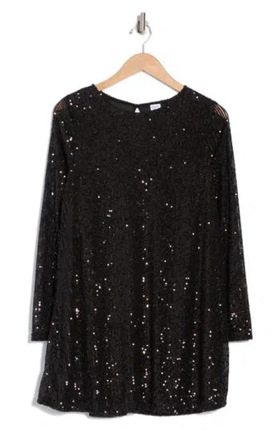 Melrose And Market Long Sleeve Sequin Minidress In Black